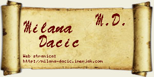 Milana Dačić vizit kartica